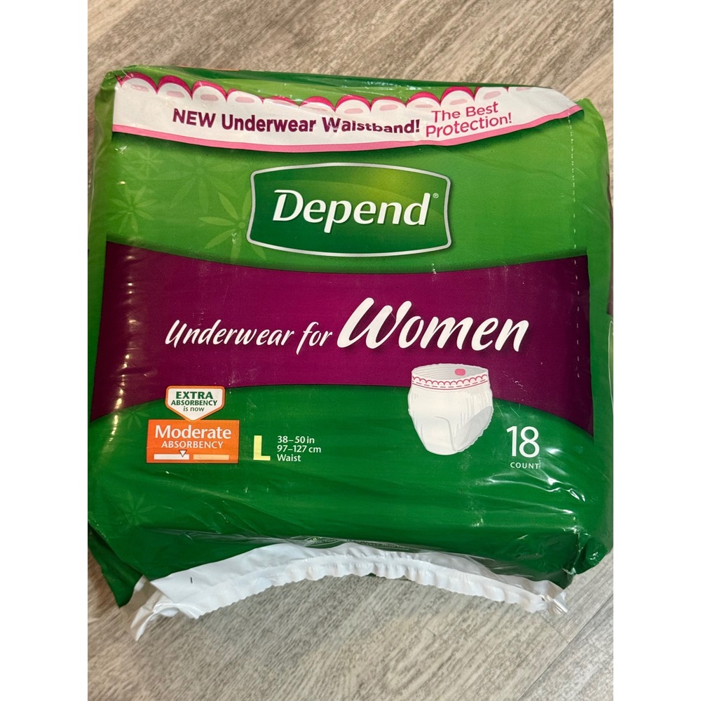 Depend Underwear for Women Moderate Absorbency Size Large 18 Count Pack
